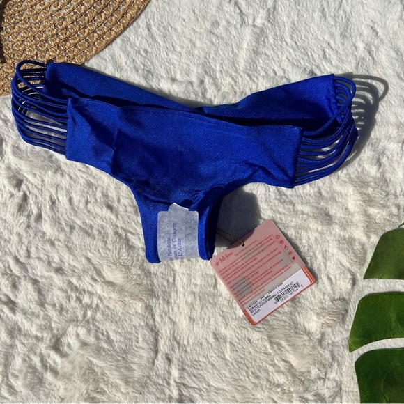 Luli Fama Electric Blue Hot Tropics Triangle Top and Bootylicious Bottom XL/L - Picture 11 of 14